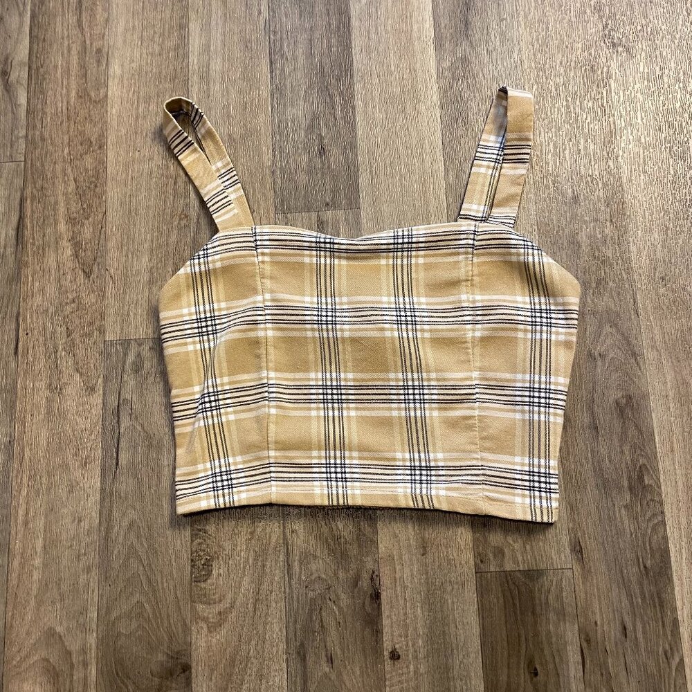 Love Tree Plaid Crop Top Tank Size Small